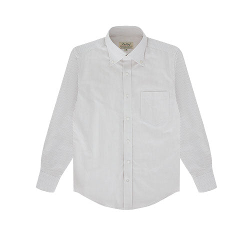 Stripe Oxford cotton Button Down Collar shirt (Beige)