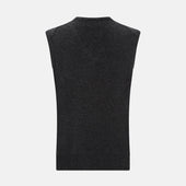 Grey Melange V Neck Sleeveless Cashmere Vest