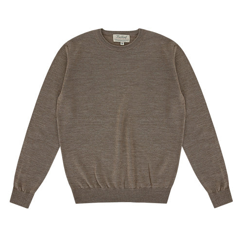 Wool soft round neck knit (Sand melange)