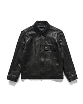 WESTERN TRUCKER LEATHER JACKET / BLACK