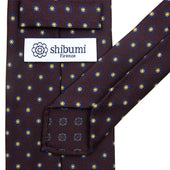 Shibumi Flower Printed Silk Tie Eggplant Hand Rolled