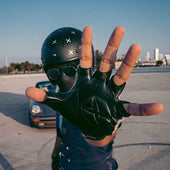 Men S The Suited Racer Fingerless Crochet Back Leather Driving Gloves