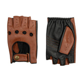 Men S Fingerless Water Resistant Two Colour Leather Driving Gloves