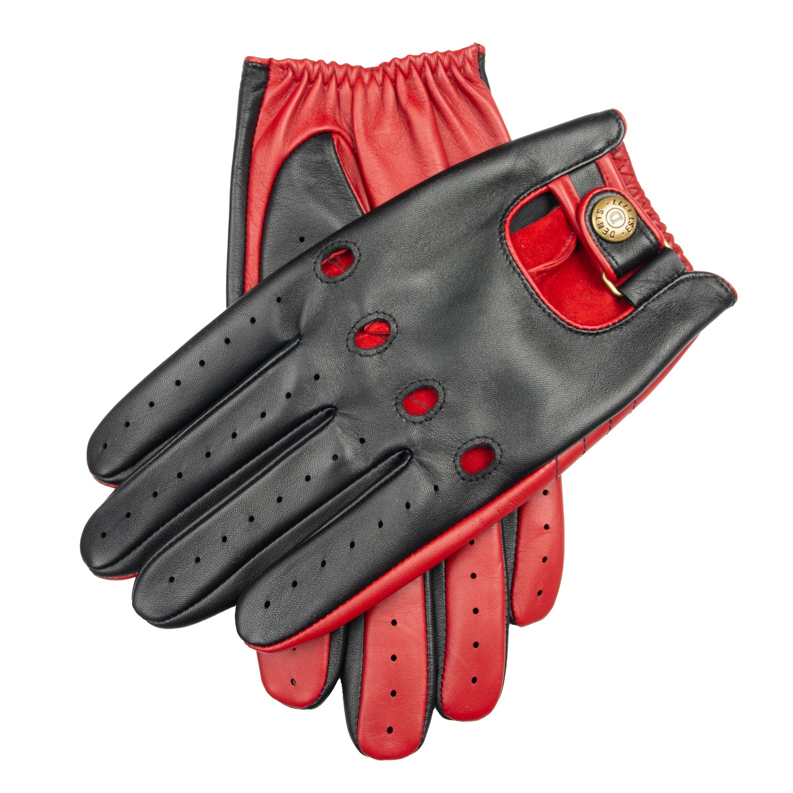 Men S Water Resistant Two Colour Leather Driving Gloves