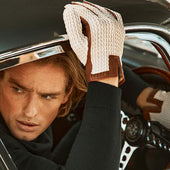 Men S Crochet Back Imitation Peccary Leather Driving Gloves