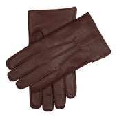 Men S Handsewn Three Point Fur Lined Leather Gloves