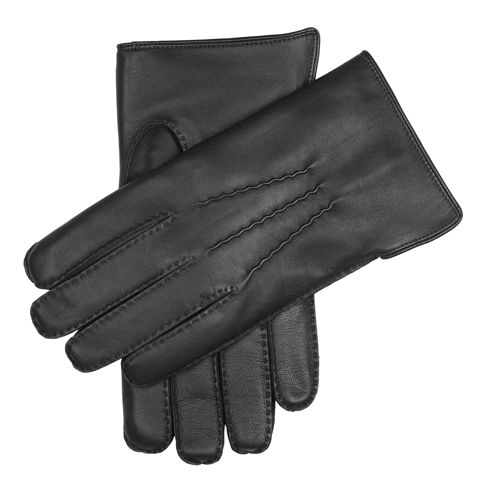 Men S Handsewn Three Point Fur Lined Leather Gloves