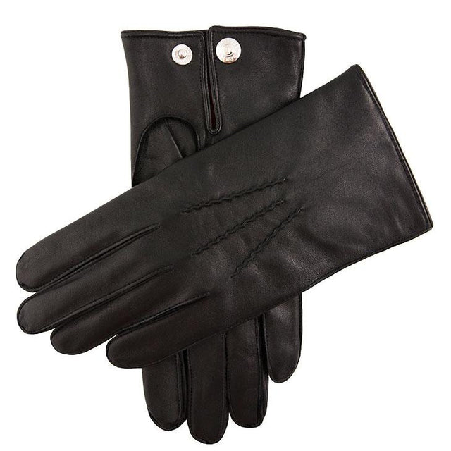 Men's Three-Point Red Cashmere-Lined Leather Gloves