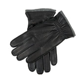 Men’s Three-Point Cashmere-Lined Deerskin Leather Gloves with Cashmere Cuffs
