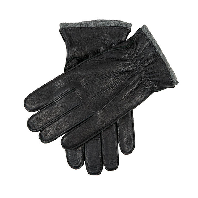 Men’s Three-Point Cashmere-Lined Deerskin Leather Gloves with Cashmere Cuffs