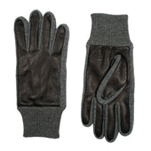 Men's Three-Point Fleece-Lined Imitation Deerskin Leather Gloves with Knitted Cuffs