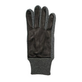 Men's Three-Point Fleece-Lined Imitation Deerskin Leather Gloves with Knitted Cuffs
