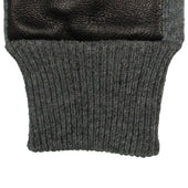 Men's Three-Point Fleece-Lined Imitation Deerskin Leather Gloves with Knitted Cuffs