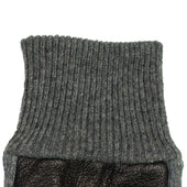 Men's Three-Point Fleece-Lined Imitation Deerskin Leather Gloves with Knitted Cuffs