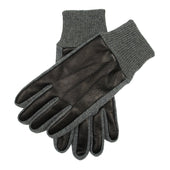 Men's Three-Point Fleece-Lined Imitation Deerskin Leather Gloves with Knitted Cuffs