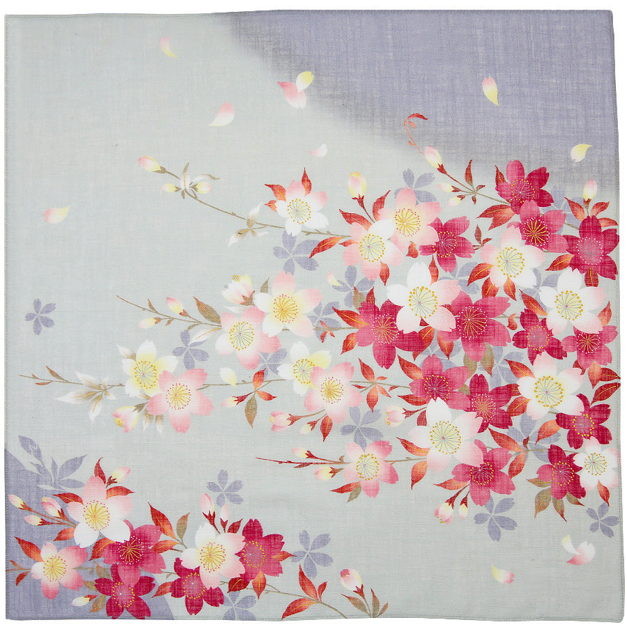 Kimono Motif Cotton Handkerchief Grey