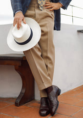 Panama Hat Ivory Navy Ribbon Llano