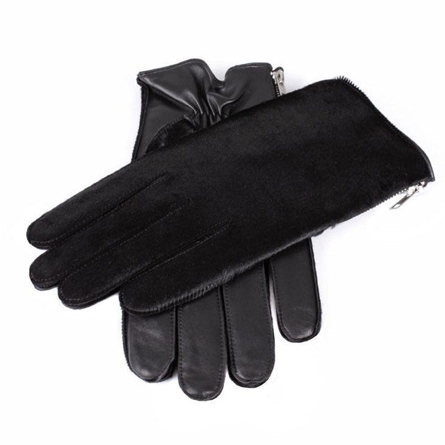 Men's Cashmere-Lined Ponyskin and Leather Gloves