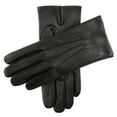 Men's Three-Point Cashmere-Lined Shorter-Finger Leather Gloves