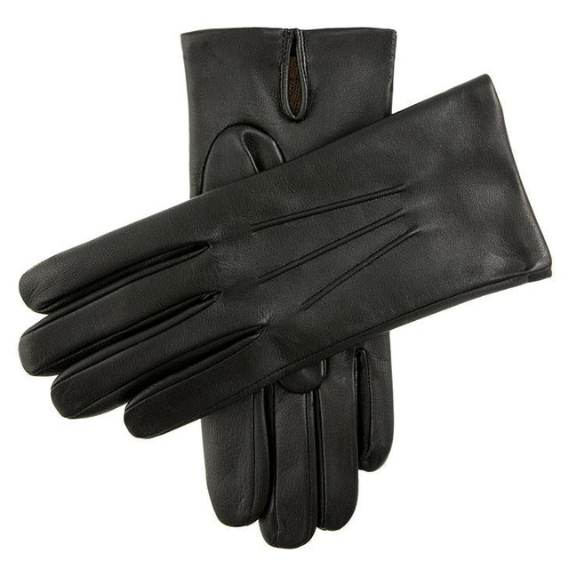 Men's Three-Point Cashmere-Lined Shorter-Finger Leather Gloves
