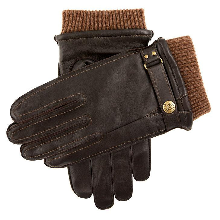 Men S Wool Blend Lined Leather Gloves With Knitted Cuffs