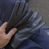 Men S Touchscreen Three Point Cashmere Lined Leather Gloves
