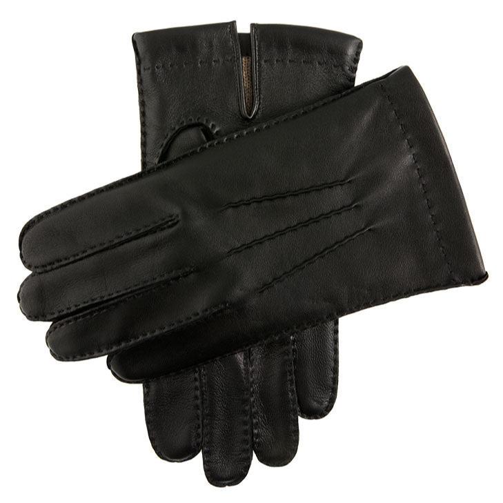 Men S Touchscreen Handsewn Three Point Cashmere Lined Leather Gloves