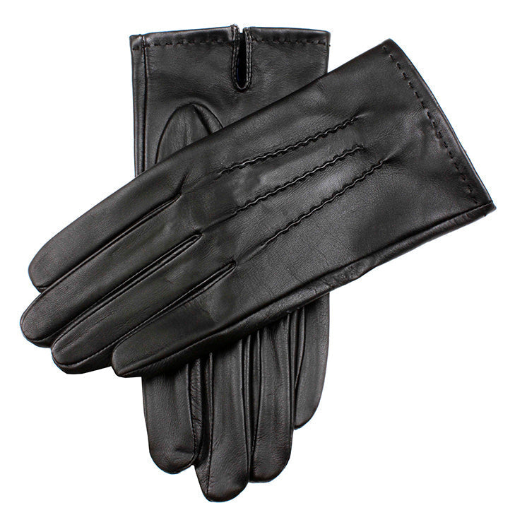 Men S Touchscreen Three Point Fleece Lined Leather Gloves