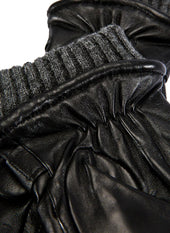 Men's Touchscreen Three-Point Wool Blend-Lined Shorter-Finger Leather Gloves