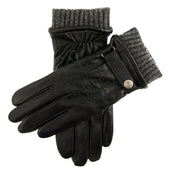 Men's Touchscreen Three-Point Wool Blend-Lined Shorter-Finger Leather Gloves