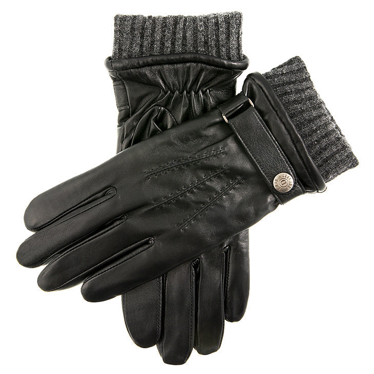 Men S Touchscreen Three Point Wool Blend Lined Leather Gloves