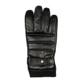 Men S Water Resistant Faux Fur Lined Leather Gloves With Stitch Detail And Knitted Cuffs