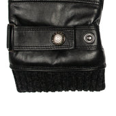 Men S Water Resistant Faux Fur Lined Leather Gloves With Stitch Detail And Knitted Cuffs