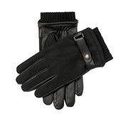 Men S Touchscreen Lined Flannel And Leather Gloves
