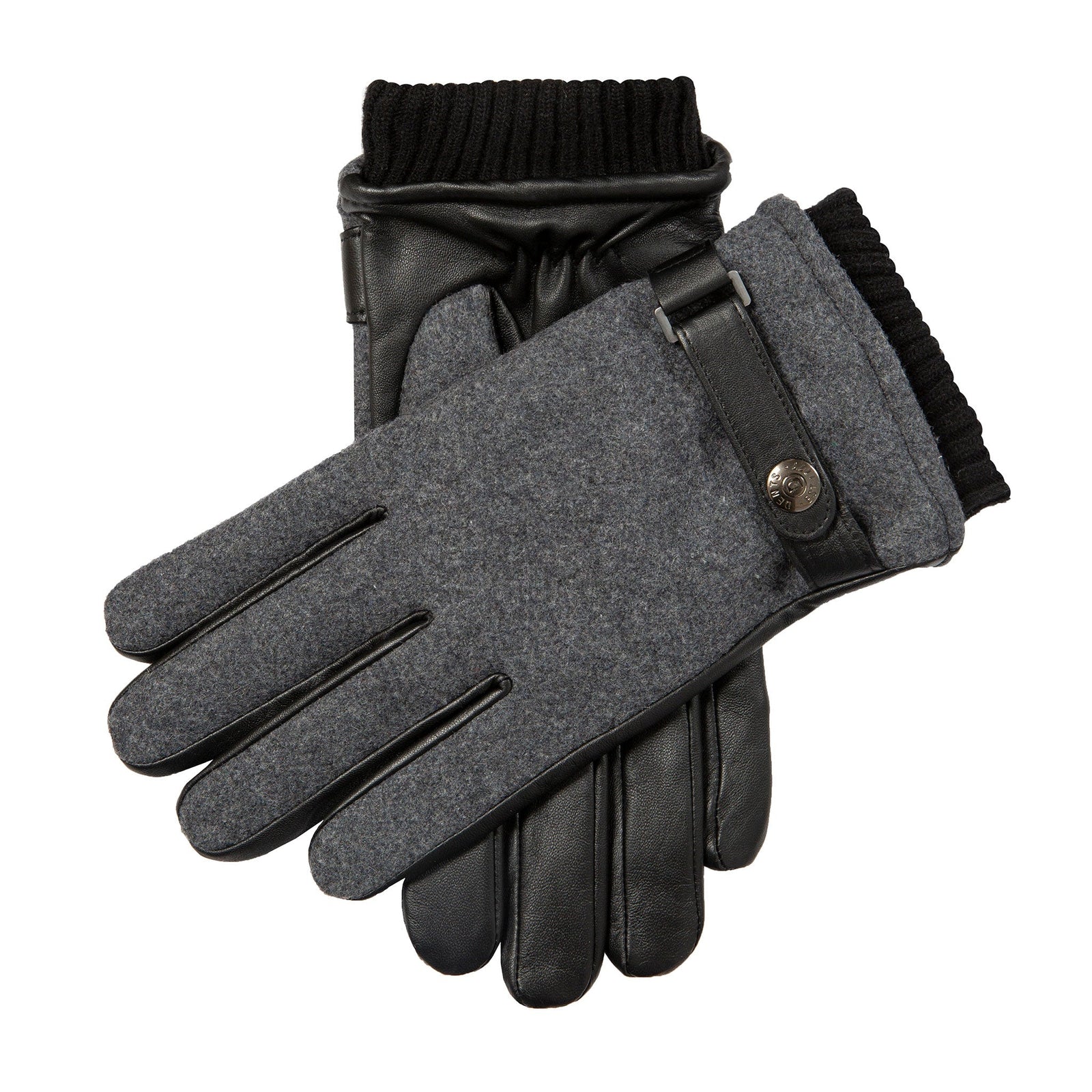 Men S Touchscreen Lined Flannel And Leather Gloves