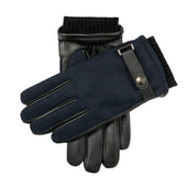 Men S Touchscreen Lined Flannel And Leather Gloves