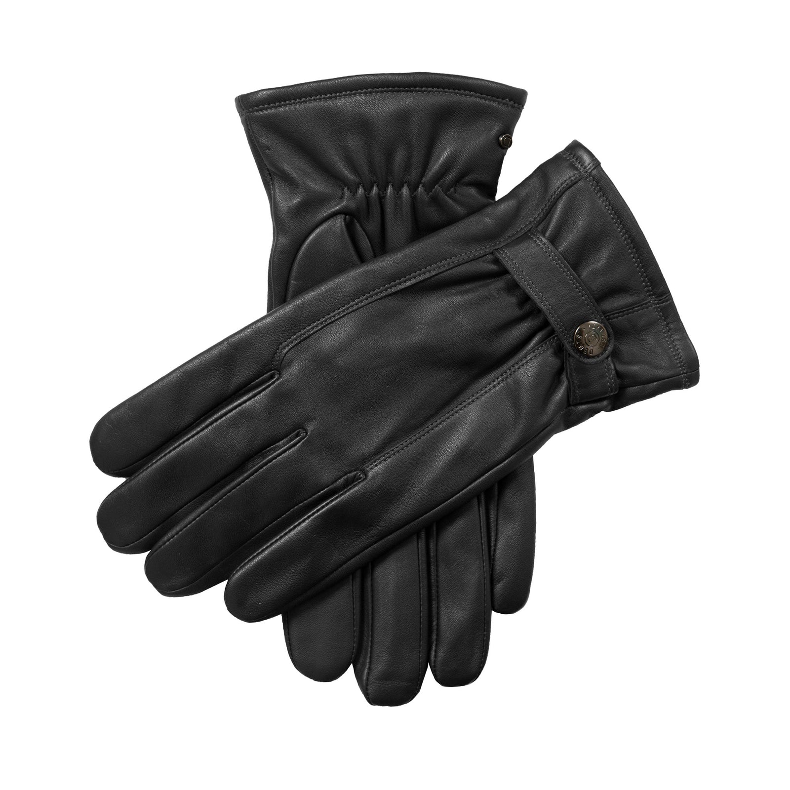 Men S Touchscreen Lined Leather Gloves With Contrast Stitching