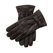Men S Touchscreen Lined Leather Gloves With Contrast Stitching