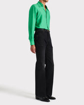 Chemise Col Large En Coton Et Soie Vert Kelly