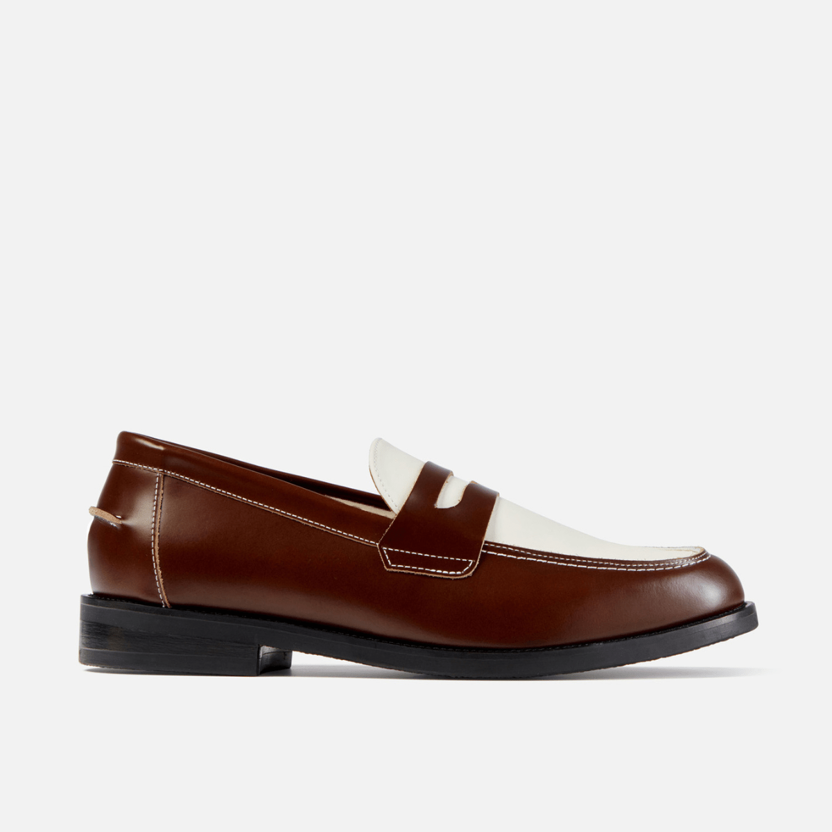Wilde Chestnut White Penny Loafer Men S
