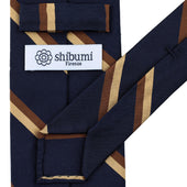 Repp Stripe Silk Cotton Tie Brown