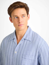 Men S Classic Fit Pajamas Arran Brushed Cotton Herringbone Stripe