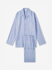 Men's Classic Fit Pajamas Arran 24 Brushed Cotton Blue