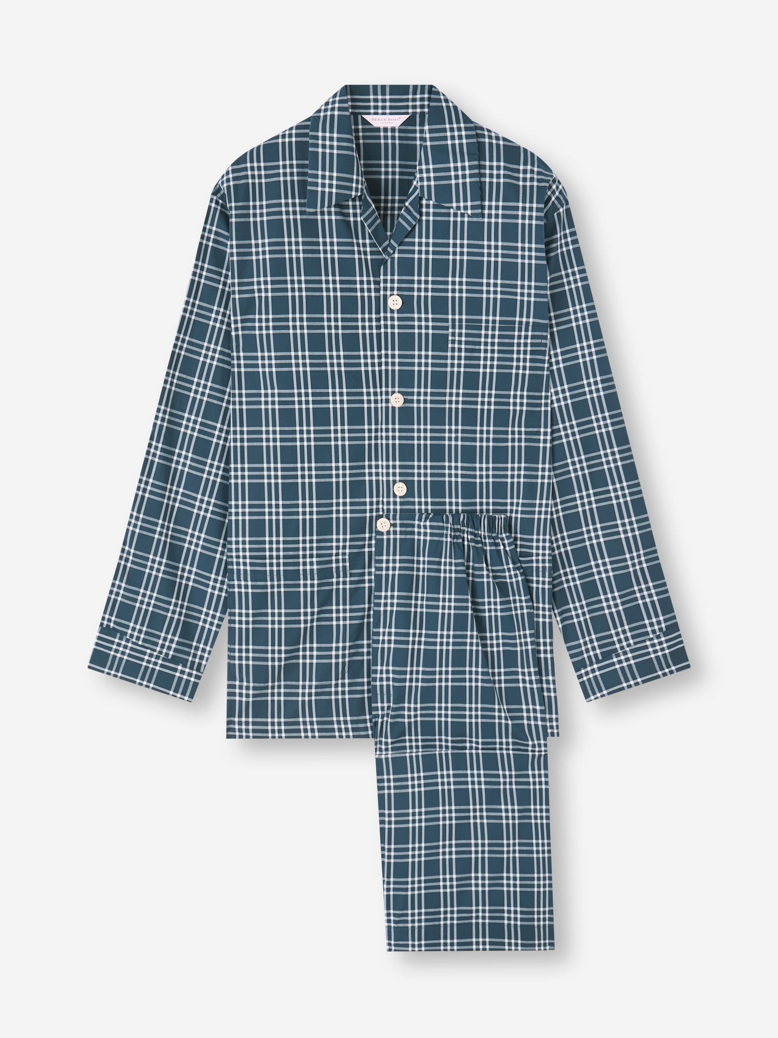 Men S Classic Fit Pajamas Barker Cotton White Check