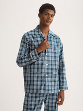 Men S Classic Fit Pajamas Barker Cotton White Check