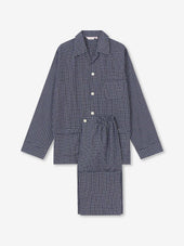 Men's Classic Fit Pajamas Braemar 32 Brushed Cotton Navy