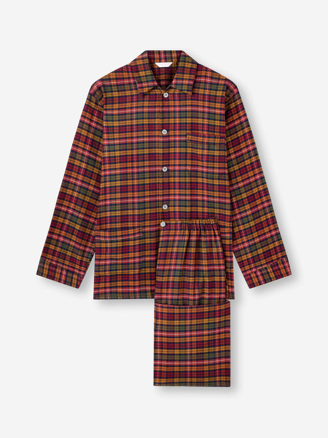 Men's Classic Fit Pajamas Kelburn Brushed Cotton Multicolor Check