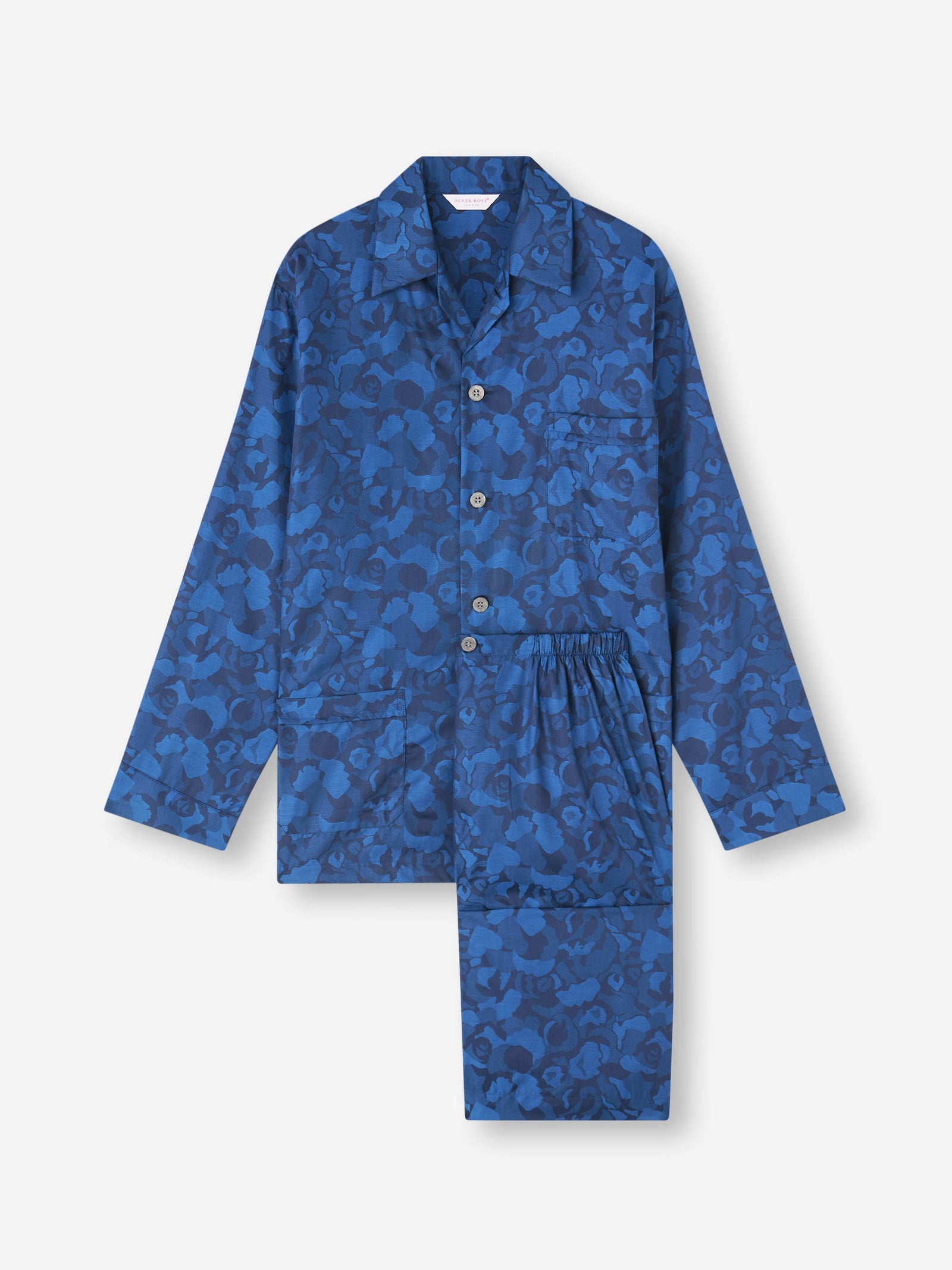 Men S Classic Fit Pajamas Cotton Jacquard Blue Camo Rose Weave