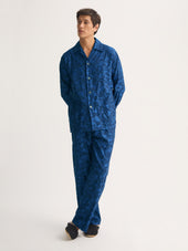 Men S Classic Fit Pajamas Cotton Jacquard Blue Camo Rose Weave