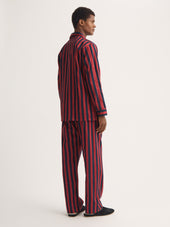 Men's Classic Fit Pajamas Royal Cotton Navy Blue & Red Stripe